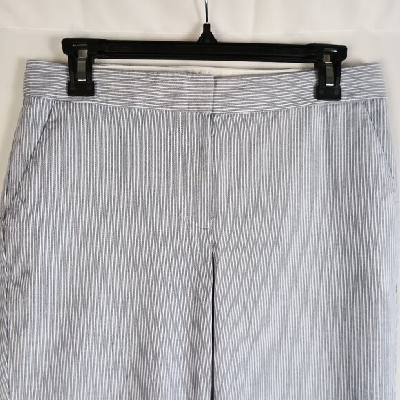 Talbots Cropped Seersucker Pants 6 Petite Light Blue Stripe Stretch Summer - Picture 4 of 8